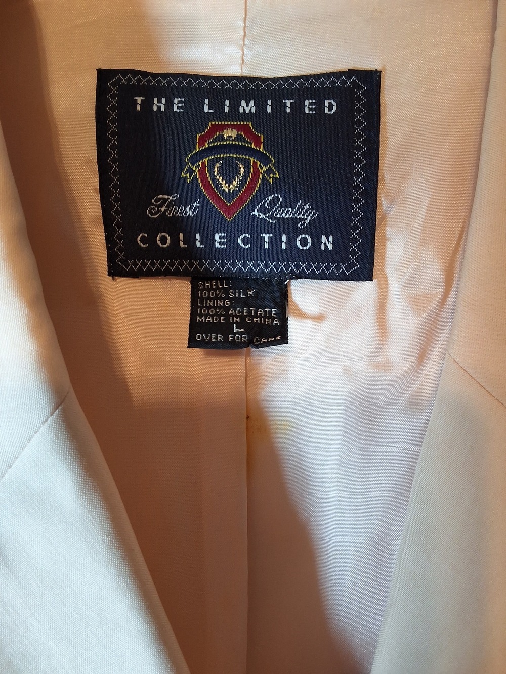 Vintage 1990s The Limited Finest Quality 100% Silk Blush Peach Blazer Large - Picture 5 of 5